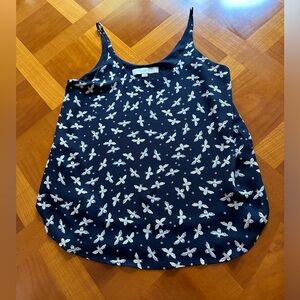 Loft Women’s XS Navy Blue Cami Tank Top Bee Pattern Flowy Lined